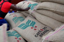 Sacas de caf&eacute; para exporta&ccedil;&atilde;o no porto de Santos (SP) 