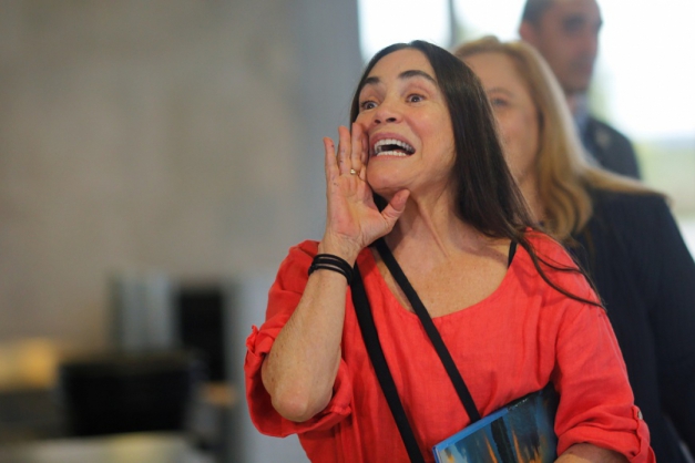 Atriz Regina Duarte fala com jornalistas no Palácio do Planalto Macaque in the trees