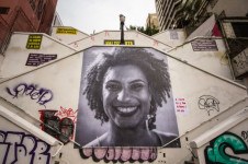 Homenagem na escadaria da rua Cardeal Arco Verde, no bairro de Pinheiros, S&atilde;o Paulo, para a vereadora do Rio de Janeiro Marielle Franco,  assassinada em 2018 (arquivo)