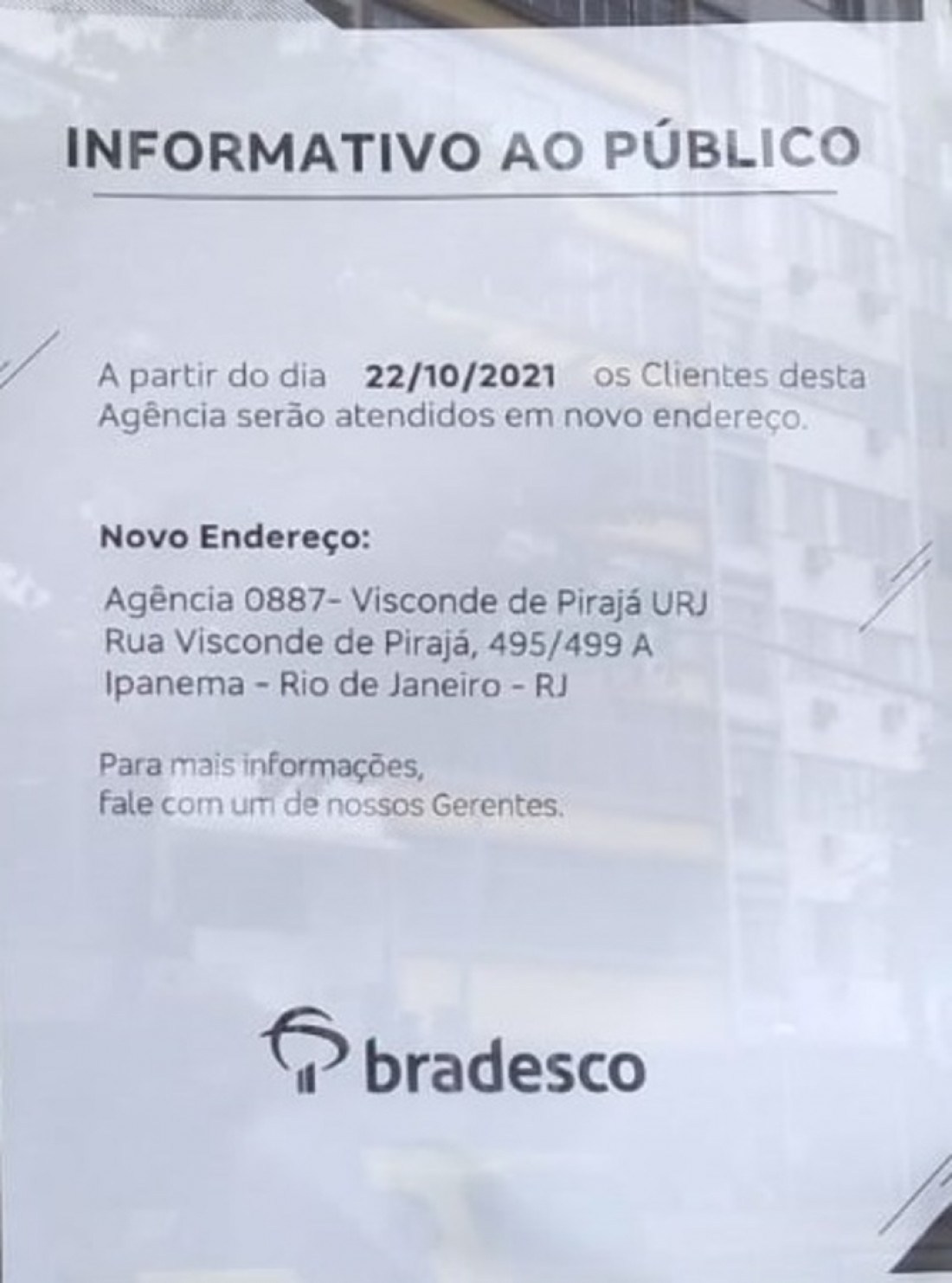 Comunicado na porta do Bradesco Macaque in the trees