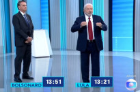 Lula e Bolsonaro em cena no debate da Globo nas elei&ccedil;&otilde;es anteriores (arquivo)
