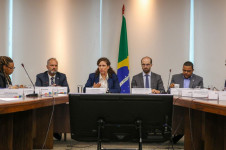 A ministra da Gest&atilde;o e Inova&ccedil;&atilde;o, Esther Dweck, em entrevista coletiva