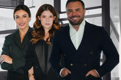 O trio de organizadores da conferência: Ju Ferraz, Deny Peres e Eduardo Santos