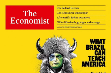 Bolsonaro na capa da 'The Economist', travestido de o 'viking do Capitólio'