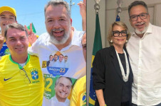 Rog&eacute;ria Bolsonaro e Flavio Bolsonaro com o preso da vez, Marcio Canella