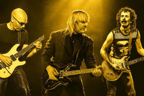 Satriani, Lifeson e Santana, trio de gigantes