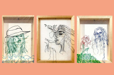 Algumas 'pinturas' com linhas, em forma de bordado