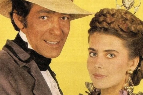 Gracindo Jr. com Mait&ecirc; Proen&ccedil;a na novela Dona Beija, na extinta TV Manchete