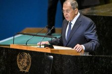 O chanceler Lavrov, da R&uacute;ssia, discursou na R&uacute;ssia neste s&aacute;bado